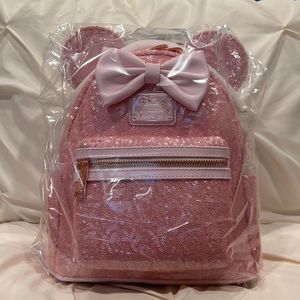 Loungefly X Disney Minnie Mouse Cotton Candy Sequin Mini Backpack NWT
